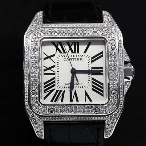 cartier santos 100 black diamond|cartier santos 100 price list.